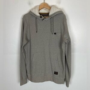 Billabong Men's Pullover Terry Cloth Hoodie Sweater Size M Gray Hands Pockets
